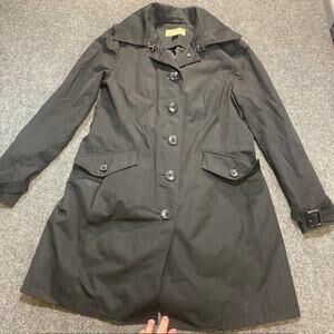 Michael Kors Black Trench Rain Coat Womens Medium No belt or hood